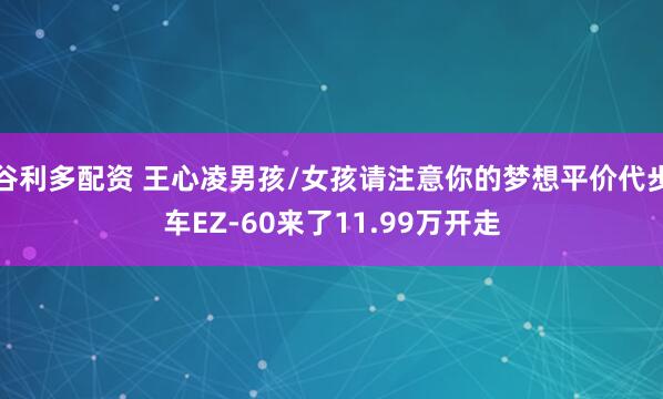 谷利多配资 王心凌男孩/女孩请注意你的梦想平价代步车EZ-60来了11.99万开走
